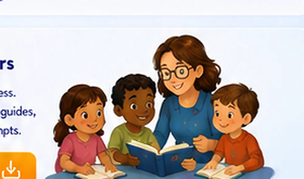 Teacher and children reading together